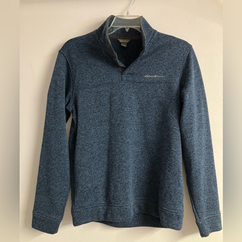 Eddie Bauer Men’s Radiator Fleece Snap Pullover, Medium, Snap Neck Closure, Blue